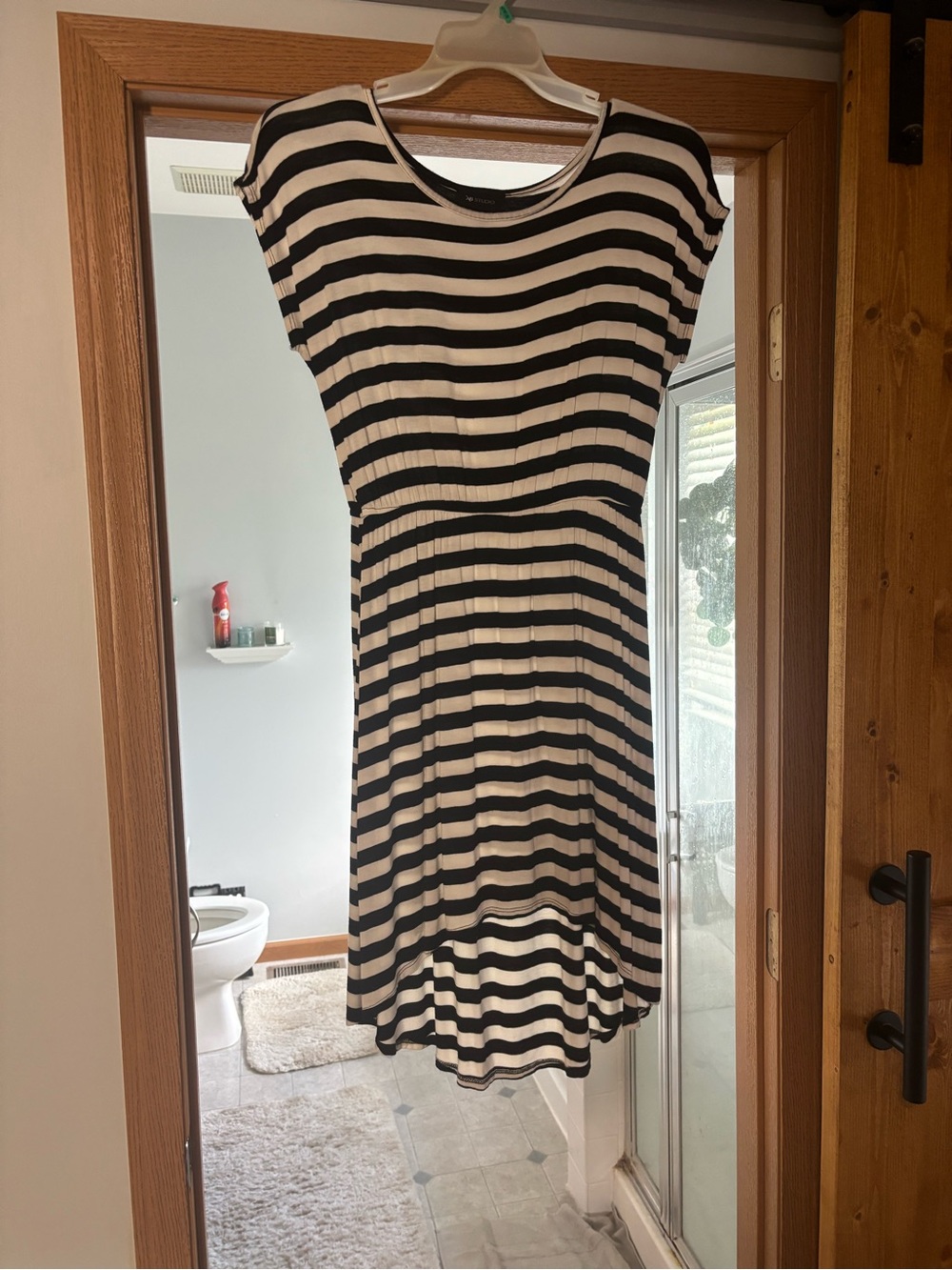Black & White Striped High-Low Women's Casual Dress